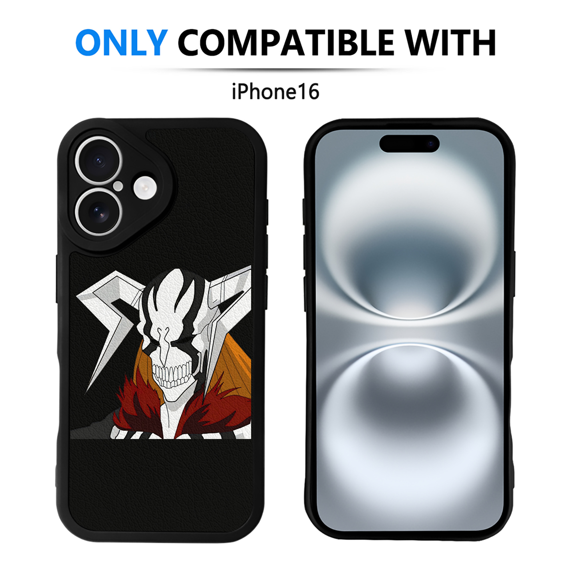 ブリーチ 黒崎一護（くろさき いちご）BLEACH Kurosaki Ichigo 【iPhone 16シリーズ対応】シリコンスマホケース（レザー調） 材質：シリコン